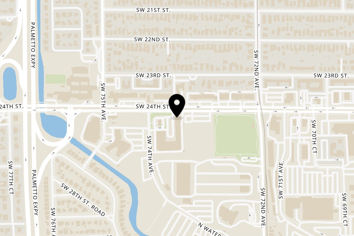 Map showing the location of Gables Bistro on 7360 SW 24th St #19 in Miami